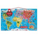 PANNEAU BOIS PUZZLE MONDE MAGNETIQUE 70X43CM