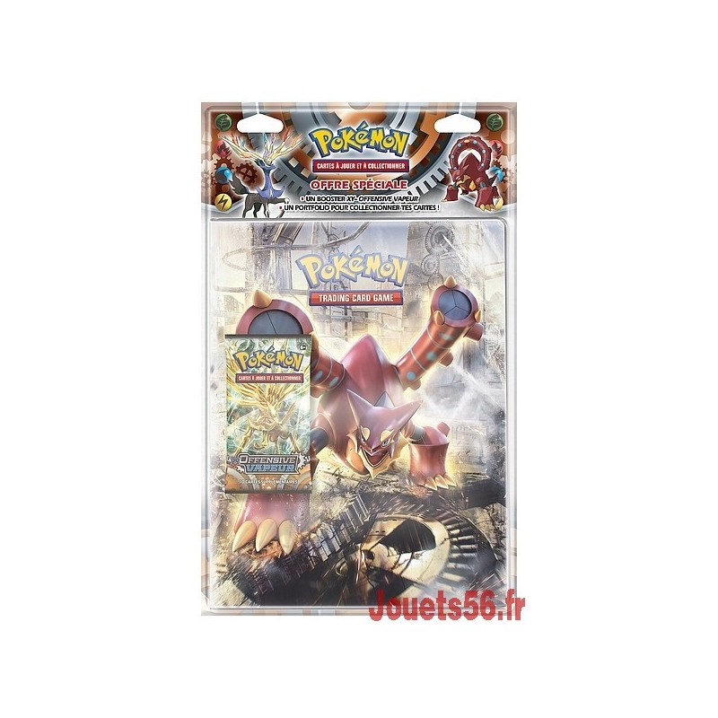 Cahier range cartes + booster pokemon xy11 offensive vapeur