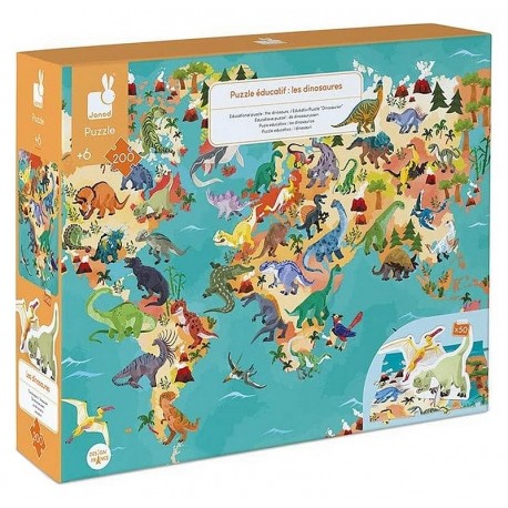 PUZZLE EDUCATIF LES DINOSAURES 200 PIECES-LiloJouets-Morbihan-Bretagne