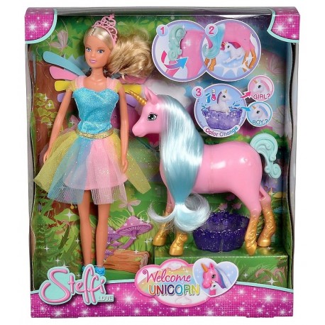 POUPEE STEFFI FEE 30CM ET LICORNE ENCEINTE-LiloJouets-Morbihan-Bretagne