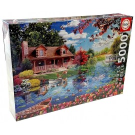 PUZZLE CHALET AU BORD DU LAC 5000 PIECES-LiloJouets-Morbihan-Bretagne