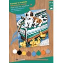 TABLEAU CHIOTS CURIEUX 23X30CM PEINTURE PAR NUMEROS DEBUTANT