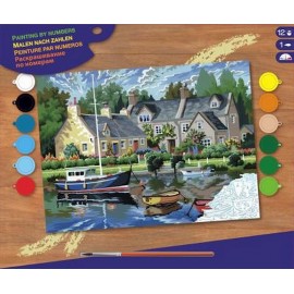 TABLEAU MAISONS BRETONNES 39X30CM PEINTURE PAR NUMEROS-LiloJouets-Morbihan-Bretagne