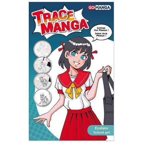 TRACE MANGA ECOLIERE 2 POCHOIRS 30X21CM-LiloJouets-Morbihan-Bretagne