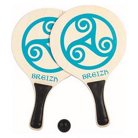 2 RAQUETTES BEACH BALL BREIZH TRISKEL BRETAGNE EN BOIS ASST-LiloJouets-Morbihan-Bretagne