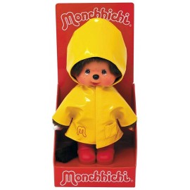 PELUCHE MONCHHICHI 20CM AVEC CIRE JAUNE BOTTES ROUGES-LiloJouets-Morbihan-Bretagne