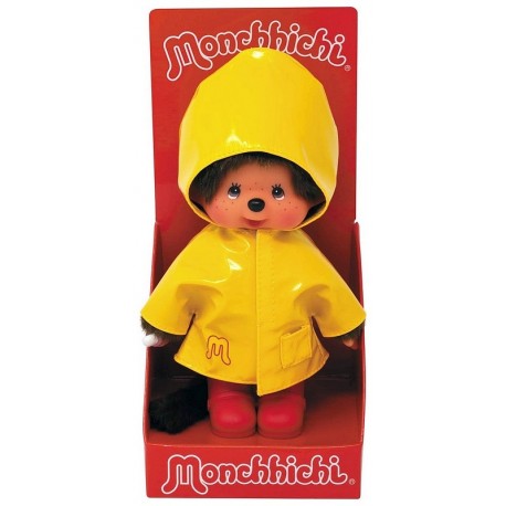 PELUCHE MONCHHICHI 20CM AVEC CIRE JAUNE BOTTES ROUGES-LiloJouets-Morbihan-Bretagne