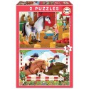 PUZZLES DESSINS CHEVAUX 2X48 PIECES