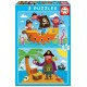 Puzzle dessins pirates 2x20 pieces-lilojouets-morbihan-bretagne