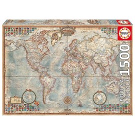 PUZZLE CARTE POLITIQUE MONDE 1500 PIECES-LiloJouets-Morbihan-Bretagne