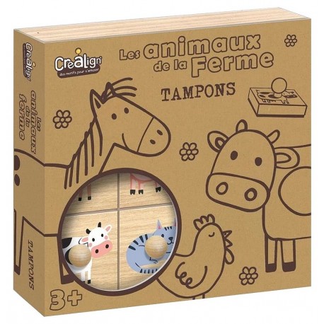 ETUI TAMPONS BOIS ANIMAUX DE LA FERME-LiloJouets-Morbihan-Bretagne