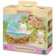 Jumeaux lapin chocolat poussette double sylvanian families-lilojouets-morbihan-bretagne