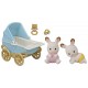 Jumeaux lapin chocolat poussette double sylvanian families-lilojouets-morbihan-bretagne