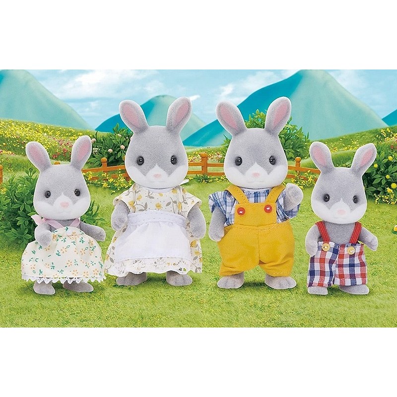 Famille lapin gris sylvanian families 