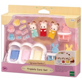 BEBES TRIPLES LAPIN CHOCOLAT ET ACCESSOIRES SYLVANIAN FAMILIES-LiloJouets-Morbihan-Bretagne