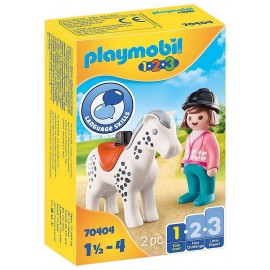 70404 CAVALIERE AVEC CHEVAL PLAYMOBIL 1.2.3-LiloJouets-Morbihan-Bretagne