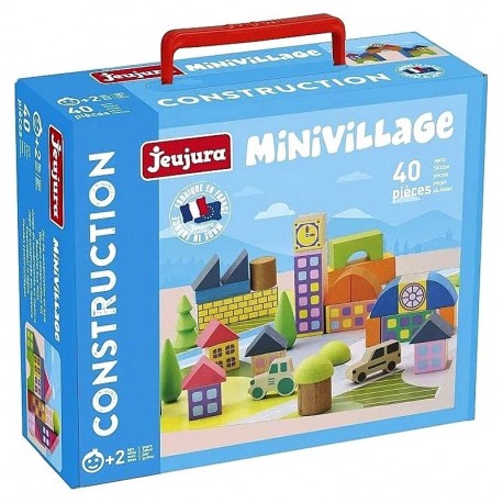 BOITE MINIVILLAGE 40 BLOCS DE CONSTRUCTION EN BOIS-LiloJouets-Morbihan-Bretagne