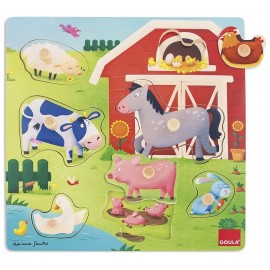 PUZZLE BOIS MAMANS ET BEBES ANIMAUX FERME ENCASTREMENT PETITS BOUTONS-LiloJouets-Morbihan-Bretagne