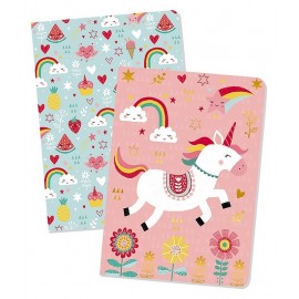 PACK 2 CAHIERS SOUPLES 13x18CM ASST LICORNE OU RENARD-LiloJouets-Morbihan-Bretagne