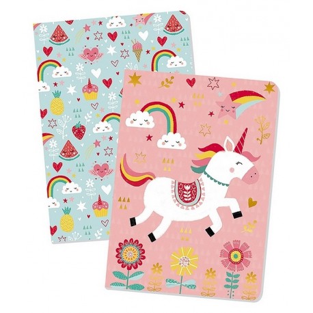 PACK 2 CAHIERS SOUPLES 13x18CM ASST LICORNE OU RENARD-LiloJouets-Morbihan-Bretagne