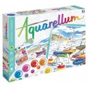 AQUARELLUM PORT DE PECHE GRAND FORMAT 3 TABLEAUX 25X32CM