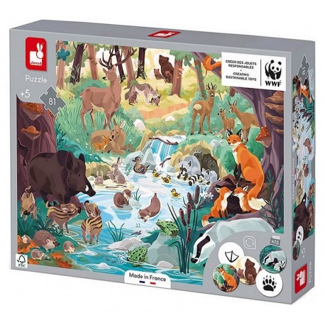 PUZZLE CHERCHE ET TROUVE LES EMPREINTES 81 PIECES WWF-LiloJouets-Morbihan-Bretagne