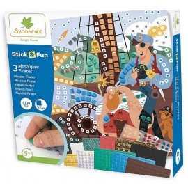 MOSAIQUES PIRATES STICK&FUN 3 TABLEAUX 22X22CM 1000 PIECES-LiloJouets-Morbihan-Bretagne