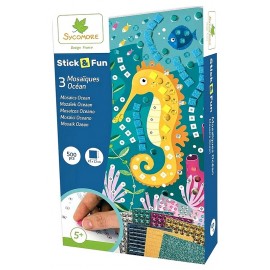 MOSAIQUES OCEAN STICK&FUN 3 TABLEAUX 22X12CM PM-LiloJouets-Morbihan-Bretagne