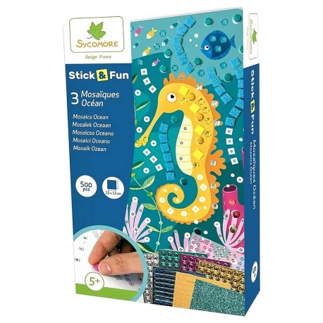 MOSAIQUES OCEAN STICK&FUN 3 TABLEAUX 22X12CM PM-LiloJouets-Morbihan-Bretagne