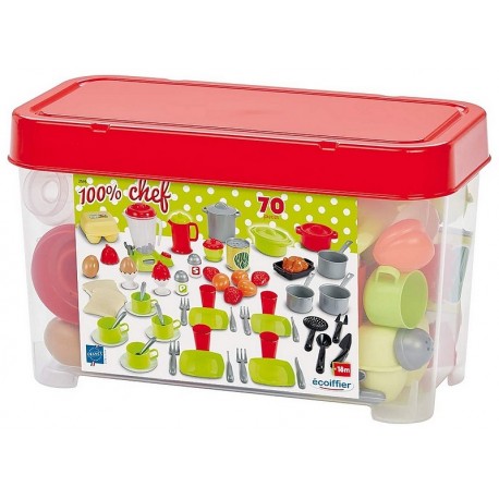 COFFRET KIT VAISSELLE DINETTE PLASTIQUE 70 PIECES-LiloJouets-Morbihan-Bretagne