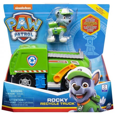 FIGURINE ROCKY AVEC VEHICULE 15CM PAT PATROUILLE-LiloJouets-Morbihan-Bretagne