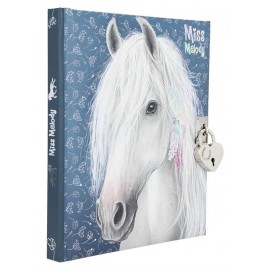 JOURNAL INTIME 16X19CM TETE CHEVAL BLANC MISS MELODY-LiloJouets-Morbihan-Bretagne