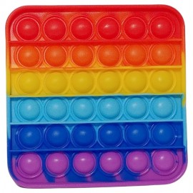 FIDGET POP-IT ANTI-STRESS PLAQUE SILICONE CARREE ARC EN CIEL 13CM