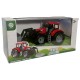 Tracteur rouge 25cm a friction avec pelle ou charrue-lilojouets-morbihan-bretagne