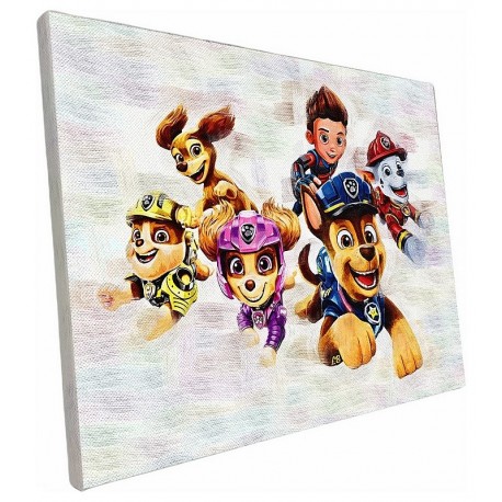 DECO POP PAT PATROUILLE EQUIPE SCENE TOILE 40X30CM SUR CHASSIS BOIS-LiloJouets-Morbihan-Bretagne