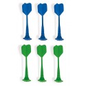 SACHET 6 FLECHETTES MAGNETIQUES VERT ET BLEU 9CM