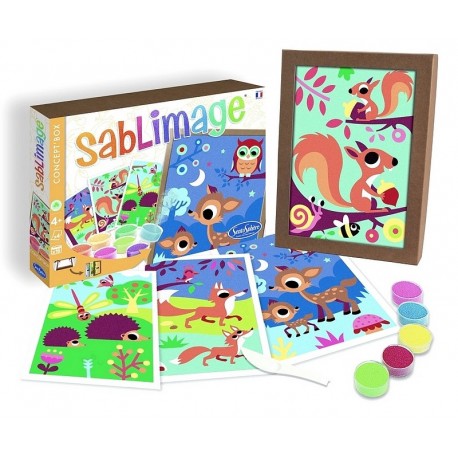 SABLIMAGE ANIMAUX DE LA FORET CONCEPT BOX 4 TABLEAUX AVEC CADRE-LiloJouets-Morbihan-Bretagne