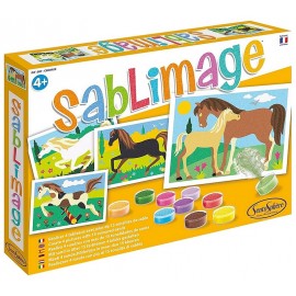 SABLIMAGE CHEVAUX COFFRET 4 TABLEAUX 25X18CM-LiloJouets-Morbihan-Bretagne