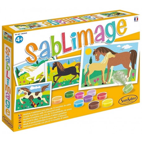 SABLIMAGE CHEVAUX COFFRET 4 TABLEAUX 25X18CM-LiloJouets-Morbihan-Bretagne