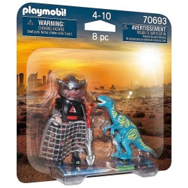 70693 PACK DUO BRACONNIER ET DINO VELOCIRAPTOR PLAYMOBIL -LiloJouets-Morbihan-Bretagne