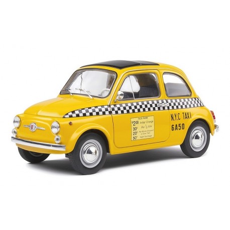 VEHICULE FIAT 500 TAXI JAUNE NEW YORK 1965 1.18E METAL-LiloJouets-Morbihan-Bretagne