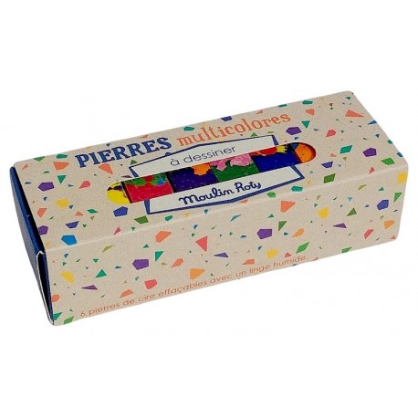 BOITE 6 PIERRES DE CIRE MULTICOLORES POUR COLORIAGE -LiloJouets-Morbihan-Bretagne