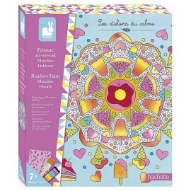 COFFRET 4 TABLEAUX MANDALAS PEINTURE ARC-EN-CIEL LES ATELIERS DU CALME-LiloJouets-Morbihan-Bretagne