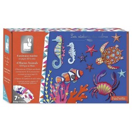 COFFRET 4 ANIMAUX MARINS PAPIER 3D A CREER LES ATELIERS DU CALME-LiloJouets-Morbihan-Bretagne