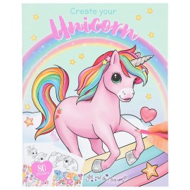 CAHIER COLORIAGE CREATE YOUR UNICORN AVEC STICKERS LICORNES