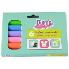 PACK 6 FEUTRES TEXTILE FUN DIAM'S-LiloJouets-Morbihan-Bretagne