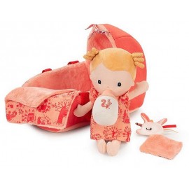 LENA POUPEE BEBE DANS SON COUFFIN AVEC ACCESSOIRES TISSU-LiloJouets-Morbihan-Bretagne