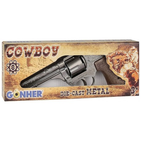 REVOLVER COWBOY METAL 8 COUPS A AMORCES -LiloJouets-Morbihan-Bretagne