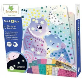 COFFRET MOSAIQUES BONNE NUIT STICK&FUN 5 TABLEAUX 24X24CM 1500 PIECES-LiloJouets-Morbihan-Bretagne