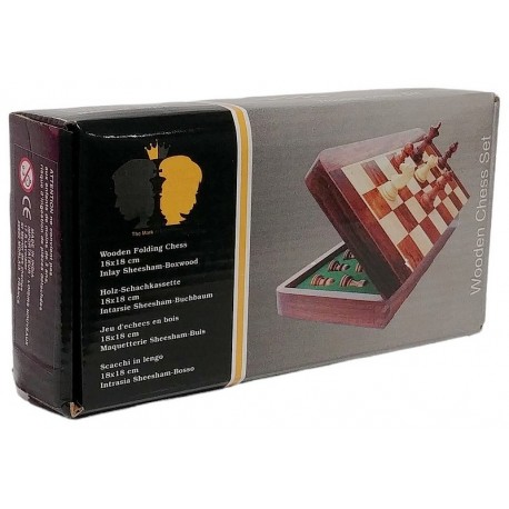 JEU D'ECHECS BOIS MAGNETIQUE COFFRET DE VOYAGE PLIANT 18CM-LiloJouets-Morbihan-Bretagne